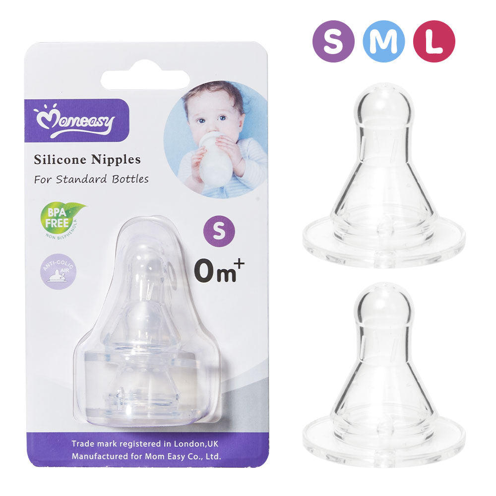 Momeasy Silicone Nipple For Standard Bottles BPA Free Twin Pack Standard Small