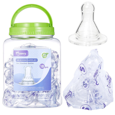 Momeasy Silicone Nipples 18 Pack BPA-Free for Standard Bottles 0+ Months
