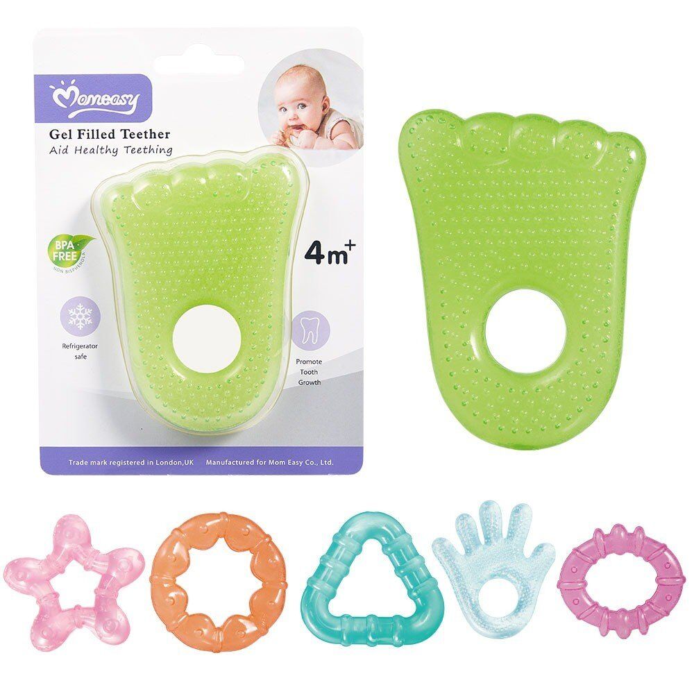 Momeasy EVA Gel Filled Teether 4m+ - Random Design Supplied Pack of 4