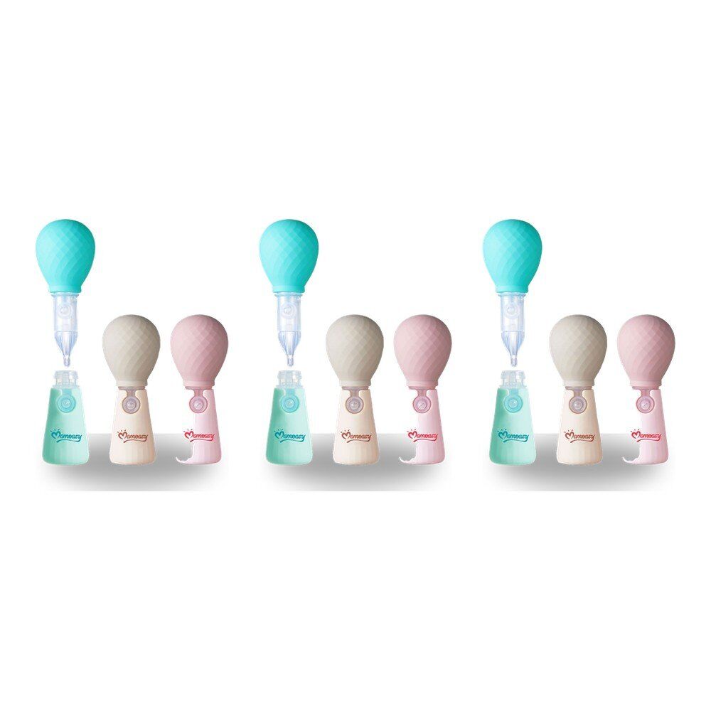 Momeasy Baby Nasal Aspirator Bulb Style with Stand - Random Colour Supplied Pack of 3