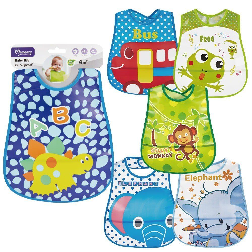 Momeasy Waterproof EVA Baby Bib 4m+ - Random Design Supplied Pack of 2