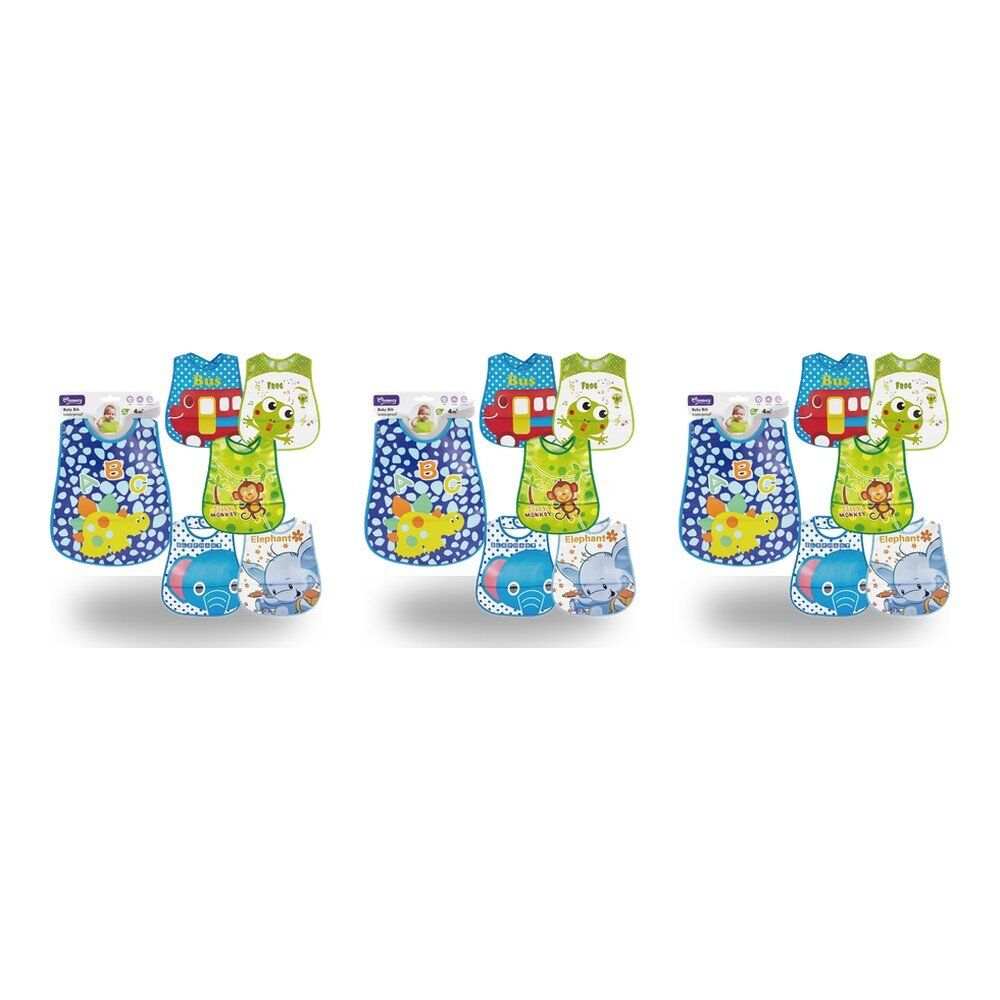 Momeasy Waterproof EVA Baby Bib 4m+ - Random Design Supplied Pack of 3