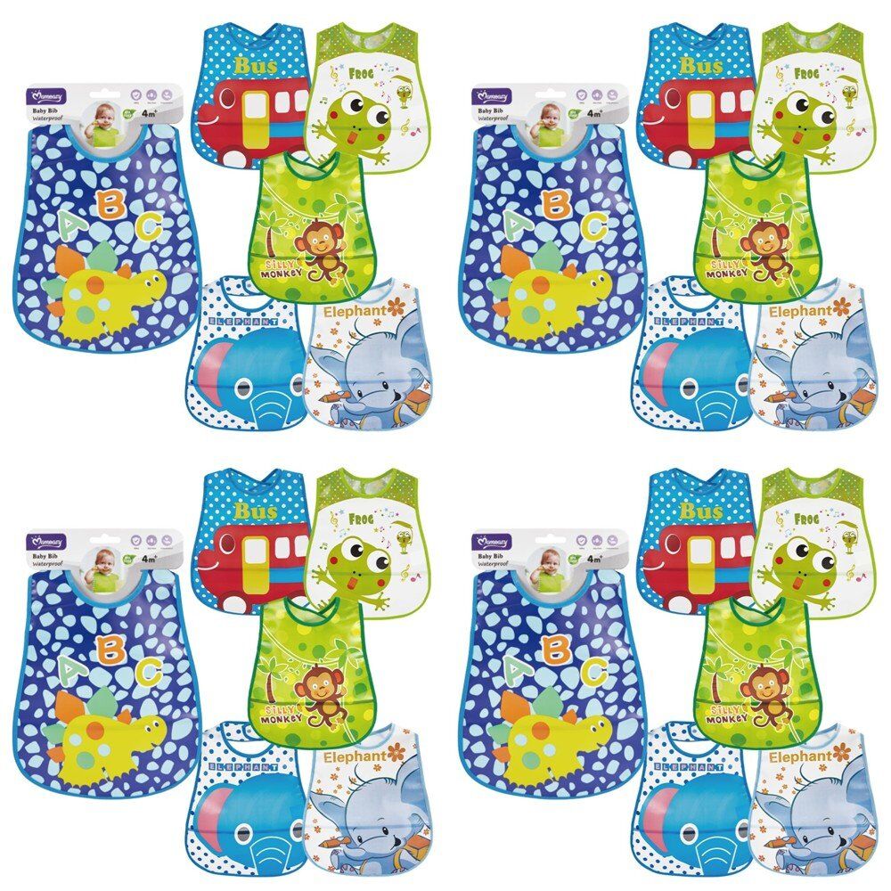 Momeasy Waterproof EVA Baby Bib 4m+ - Random Design Supplied Pack of 4