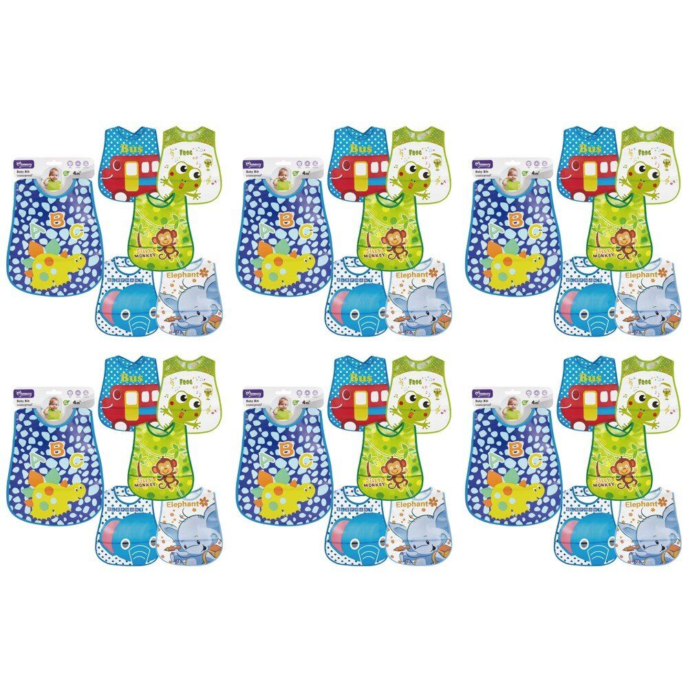 Momeasy Waterproof EVA Baby Bib 4m+ - Random Design Supplied Pack of 6