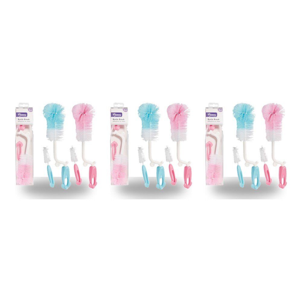 Momeasy 2 in 1 Baby Bottle Brush with Teat Brush - Random Colour Supplied Pack of 3