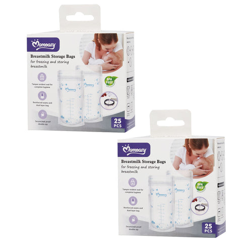 Momeasy Breast Milk Storage Bags 50 Pack Pre Sterilised BPA Free Freezer Safe
