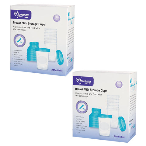 Momeasy Breast Milk Storage Cups 240ml BPA Free Leak Proof Freeze Safe 2 Pack