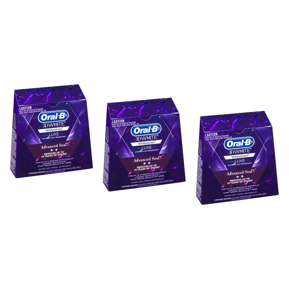 Oral-B 3D White Whitestrips Luxe Advanced Seal Dental Whitening Kit Pack of 3
