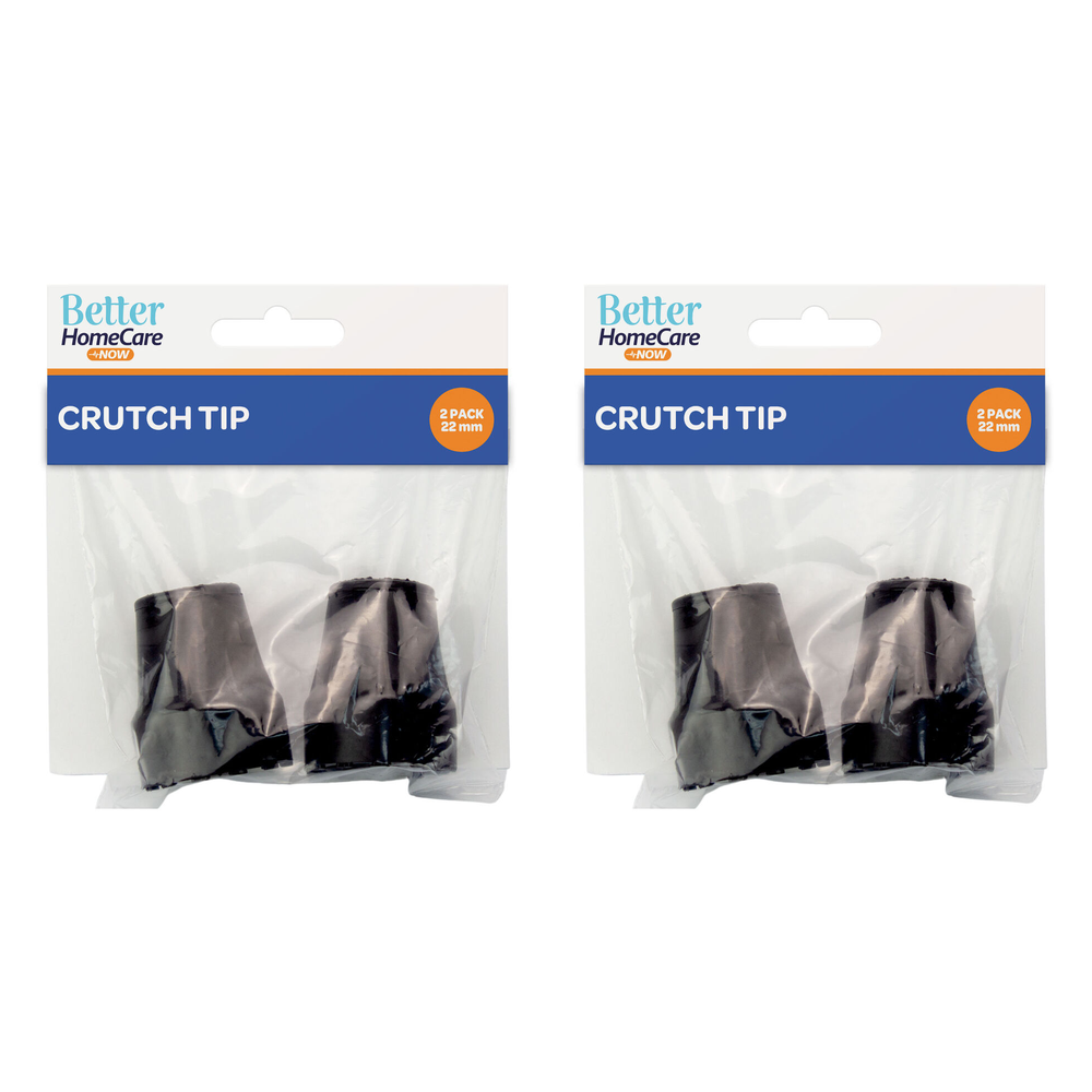 Better HomeCare Now 22mm Crutch Tips Non Slip Rubber Ends 4 Pack Black