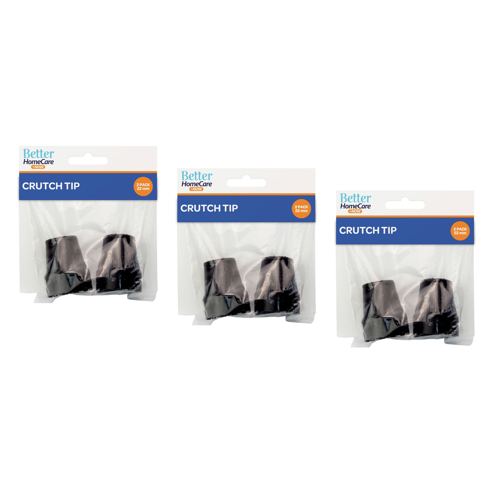 Better Home Care Now Crutch Tips 22mm Black Pack of 3 Non Slip Rubber