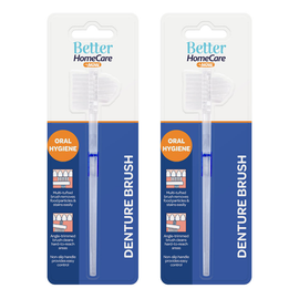 Better HomeCare Now Denture Brush Dual Head Straight Handle 2 Pack