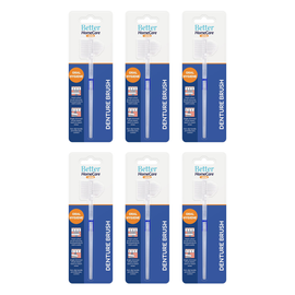 Better HomeCare Now Denture Brush 6 Pack Dual Head Straight Handle