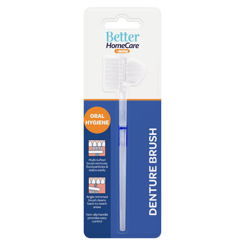 Better HomeCare Now Denture Brush Straight Handle Dual Head Dental Cleaner