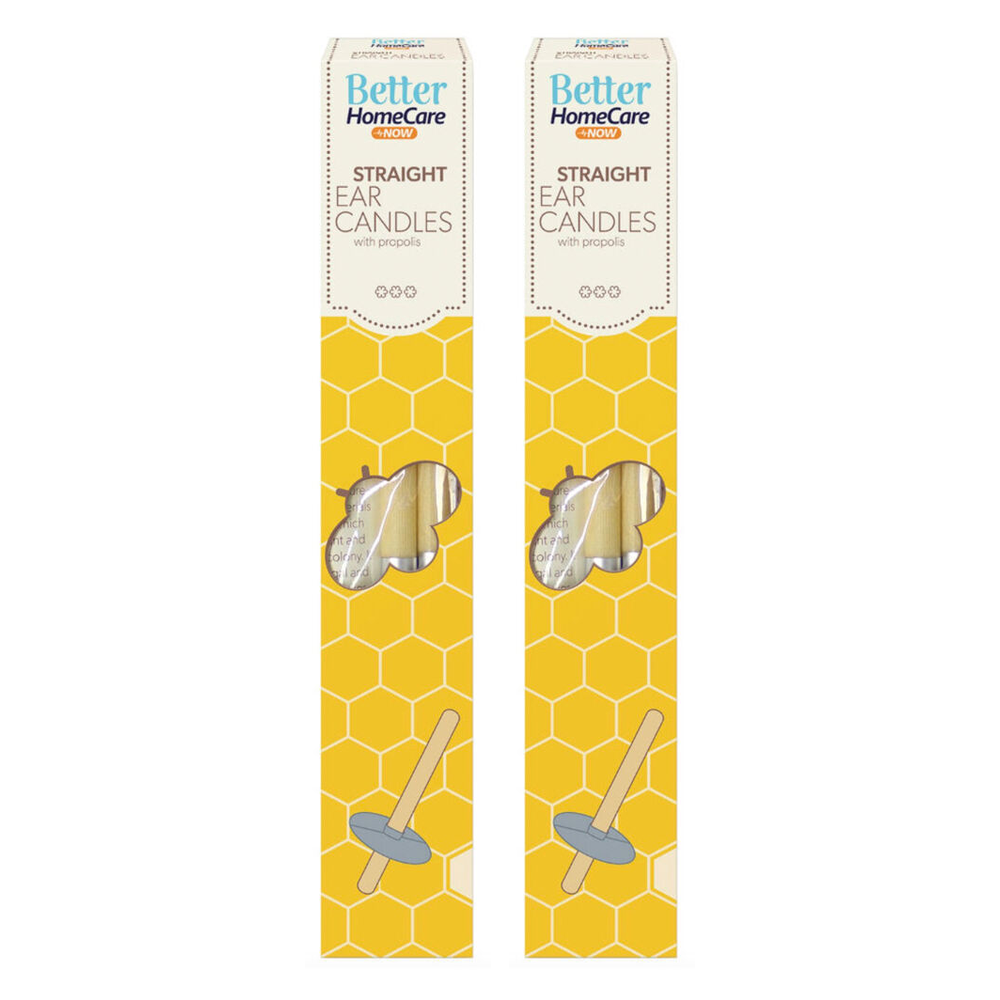 Better HomeCare Now Straight Beeswax Ear Candles with Propolis Pack of 2
