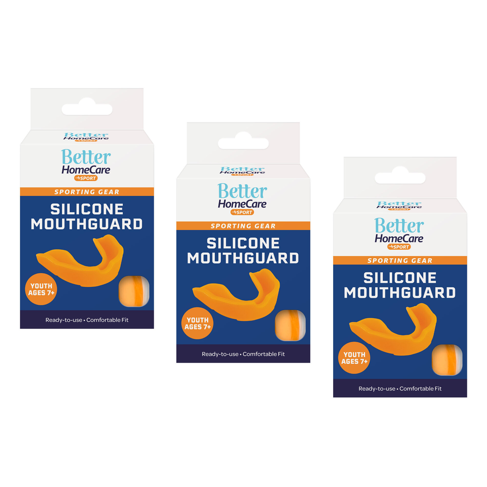 Better Home Care Now Silicone Youth Sport Mouthguard Bundle 3 Pack Ages 7 and Up