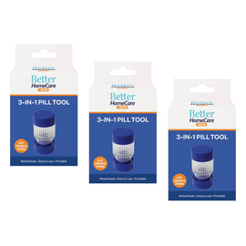 Better Home Care Now 3 Pack Round 3 in 1 Pill Cutter Crusher Storage 9.5 x 5 cm