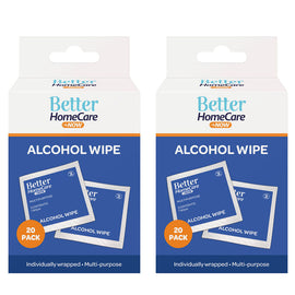 Better HomeCare Now Alcohol Wipes 20 Individually Wrapped Multipurpose 2 Pack