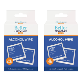 Better HomeCare Now Alcohol Wipes 20 Individually Wrapped Multipurpose 2 Pack