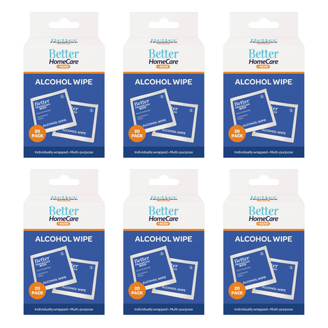 Better HomeCare Now Alcohol Wipes 20 Pack Multipurpose Bundle of 6