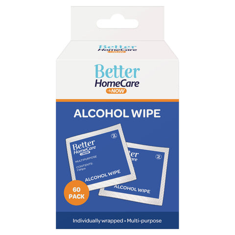 Better HomeCare Now Alcohol Wipes 60 Pack Individually Wrapped Multi-Use