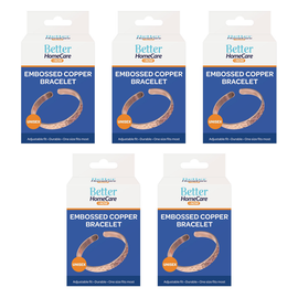 Better Home Care Now Embossed Pure Copper Bangle Bracelet 5 Pack
