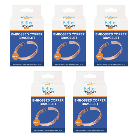 Better Home Care Now Embossed Pure Copper Bangle Bracelet 5 Pack