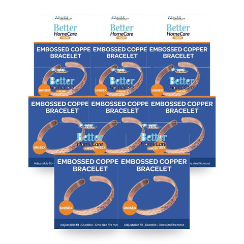 Better HomeCare Now Embossed Pure Copper Bangle Bracelet Pack of 8