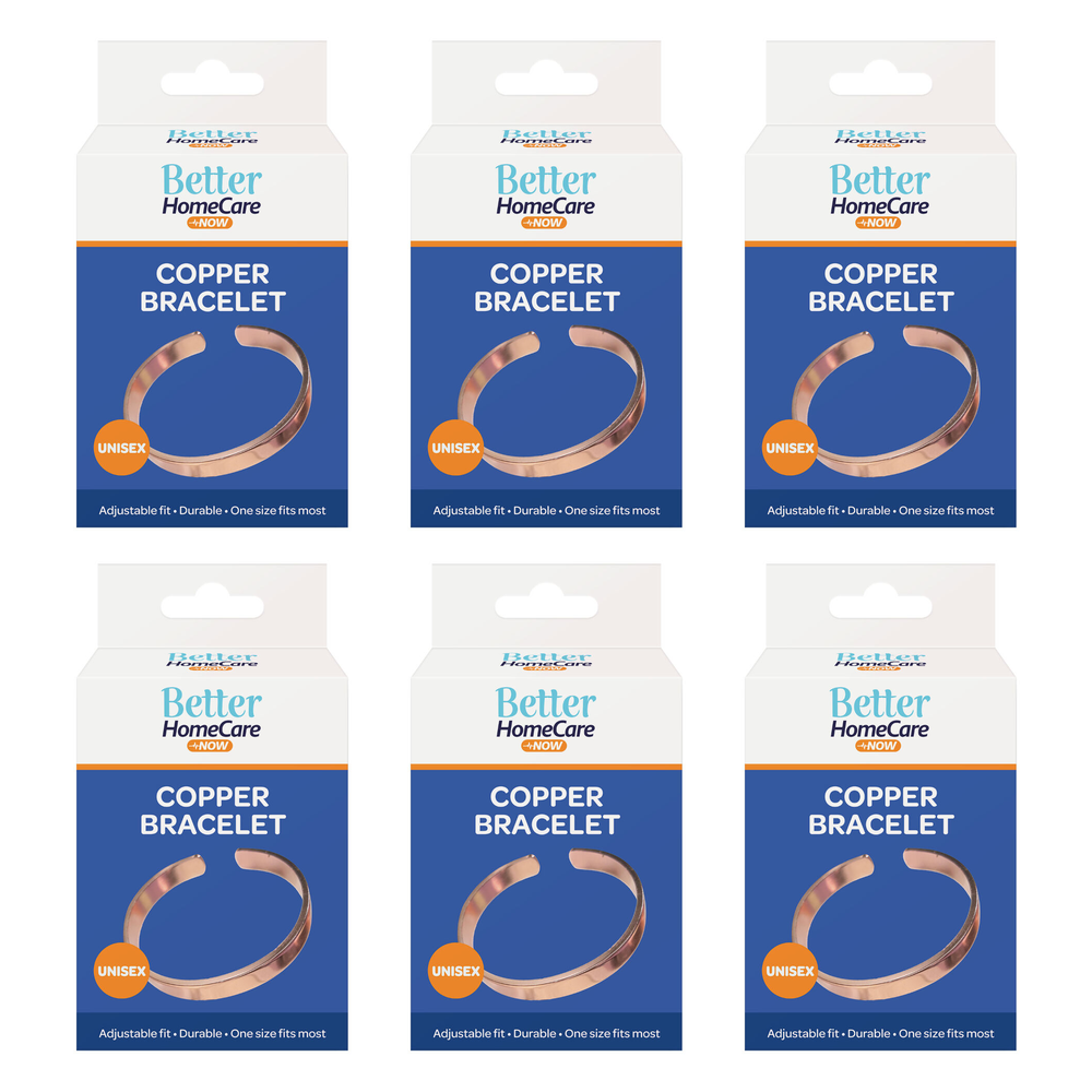 Better Home Care Now Plain Pure Copper Bangle Bracelet Bundle of 6