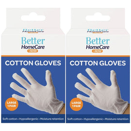 Better Home Care Now Cotton Gloves Large 2 Pairs for Sensitive Skin & Cleaning