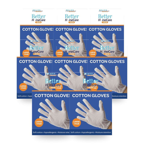 Better HomeCare Now Cotton Gloves - Large Pack of 2 Bundle of 8