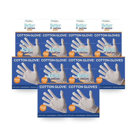 Better HomeCare Now Cotton Gloves - Medium Pack of 2 Bundle of 10