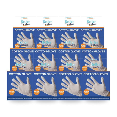 Better HomeCare Now Cotton Gloves - Medium Pack of 2 Bundle of 12