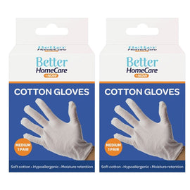 Better Home Care Now Cotton Gloves Medium 2 Pairs for Cleaning & Skin Care