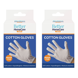 Better HomeCare Now Cotton Gloves Medium 2 Pairs for Cleaning & Skin Care