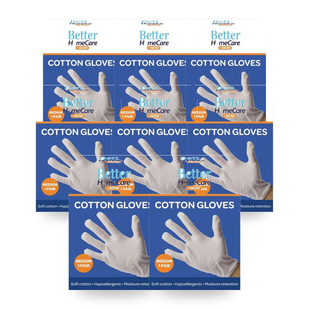 Better HomeCare Now Cotton Gloves - Medium Pack of 2 Bundle of 8