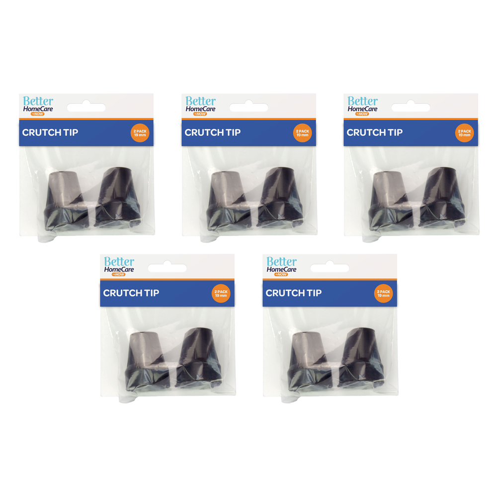 Better Home Care Now Crutch Tips Rubber Non Slip 19mm Black Pack of 5