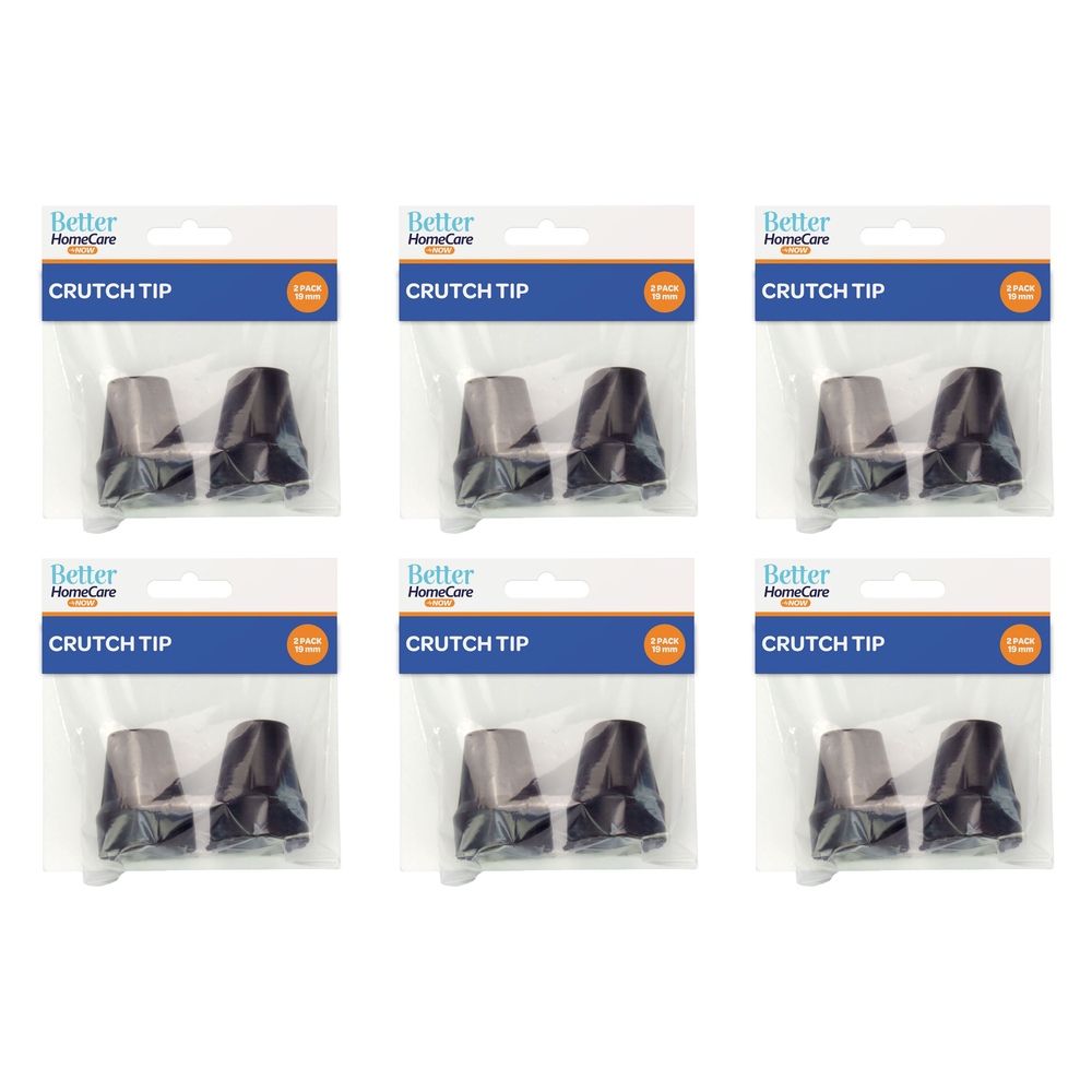 Better Home Care Now Crutch Tips 19mm Black Rubber Non Slip 6 Pack