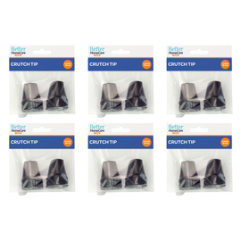 Better Home Care Now Crutch Tips 19mm Black Rubber Non Slip 6 Pack