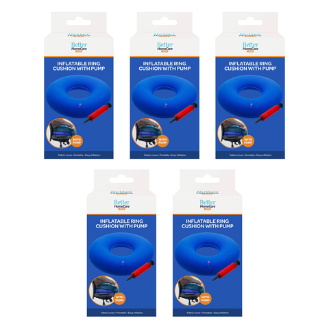 Pressure Relief Inflatable Ring Cushion 34cm With Pump Pack of 5