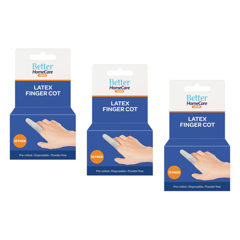 Better Home Care Now Latex Finger Cots Bundle of 3 Pack of 12 Total 36 Cots