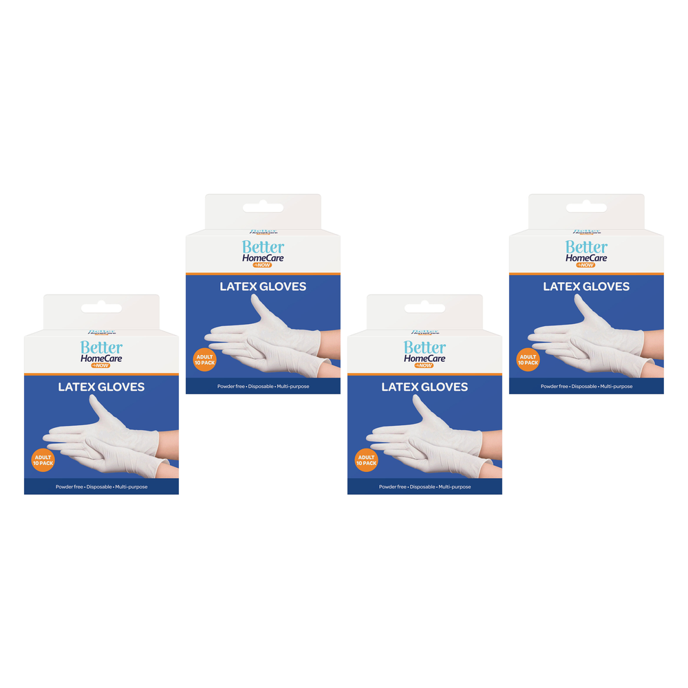 Better Home Care Now Latex Gloves 10pc Large 23.5 x 12.5cm Bundle of 4