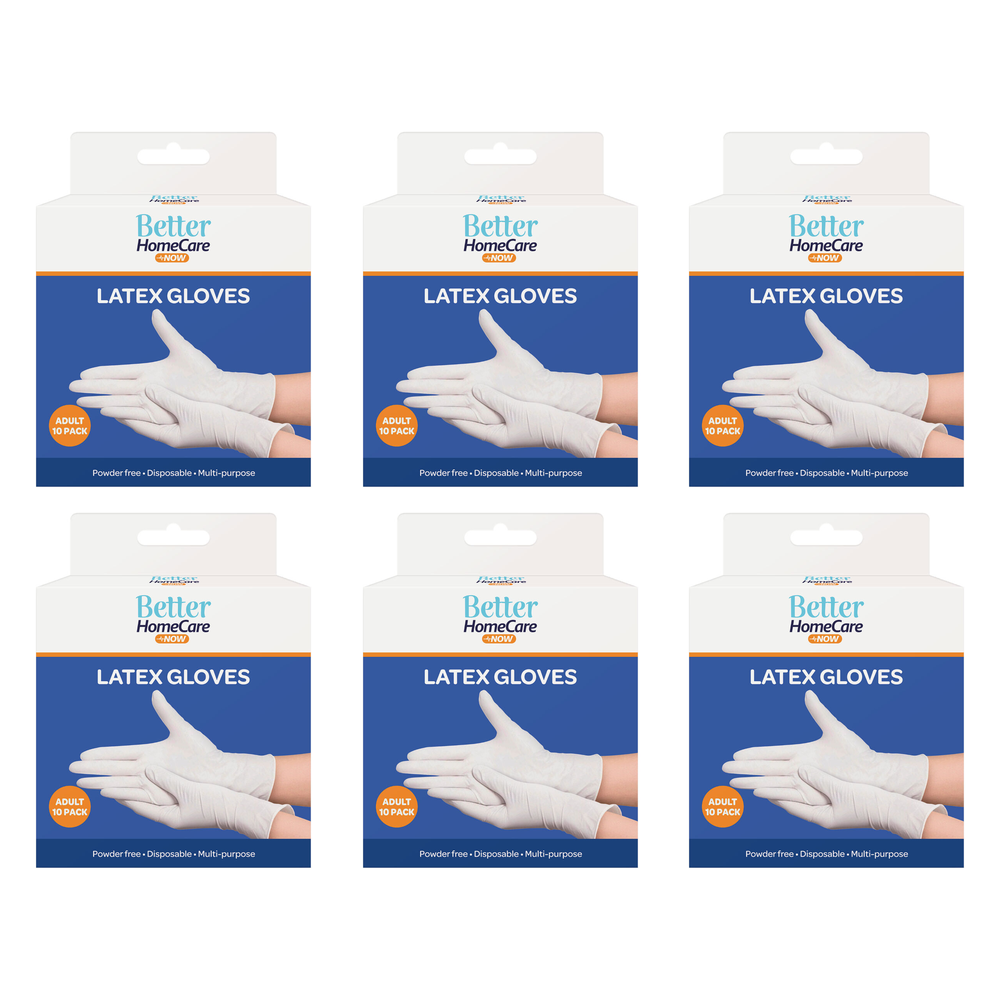 Better Home Care Now Latex Gloves 10pc Large Bundle of 6 23.5 x 12.5cm