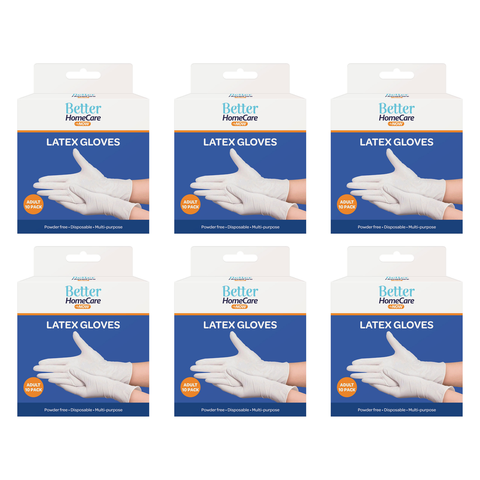 Better Home Care Now Latex Gloves 10pc Large Bundle of 6 23.5 x 12.5cm