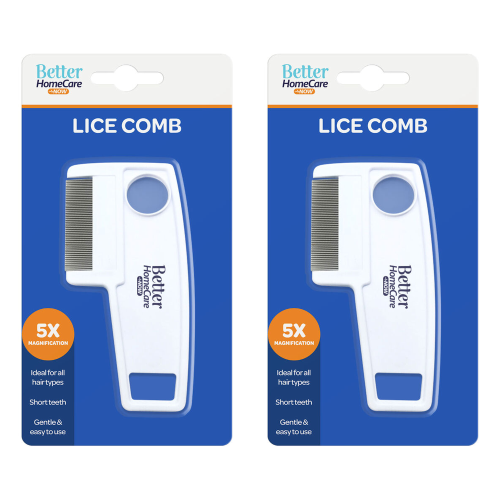 Better HomeCare Now Short Tooth Lice Comb with 5x Magnifier Pack of 2