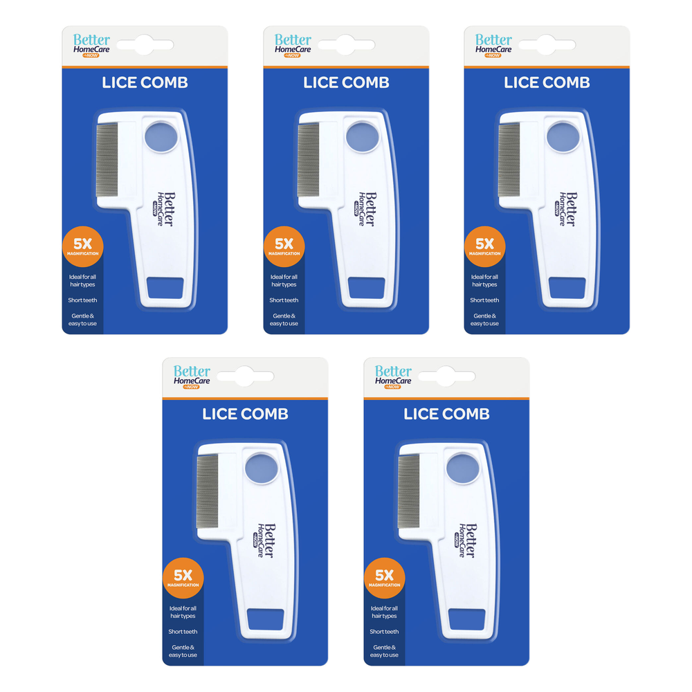 Better Home Care Now Lice Comb Bundle of 5 Short Tooth 5x Magnifier