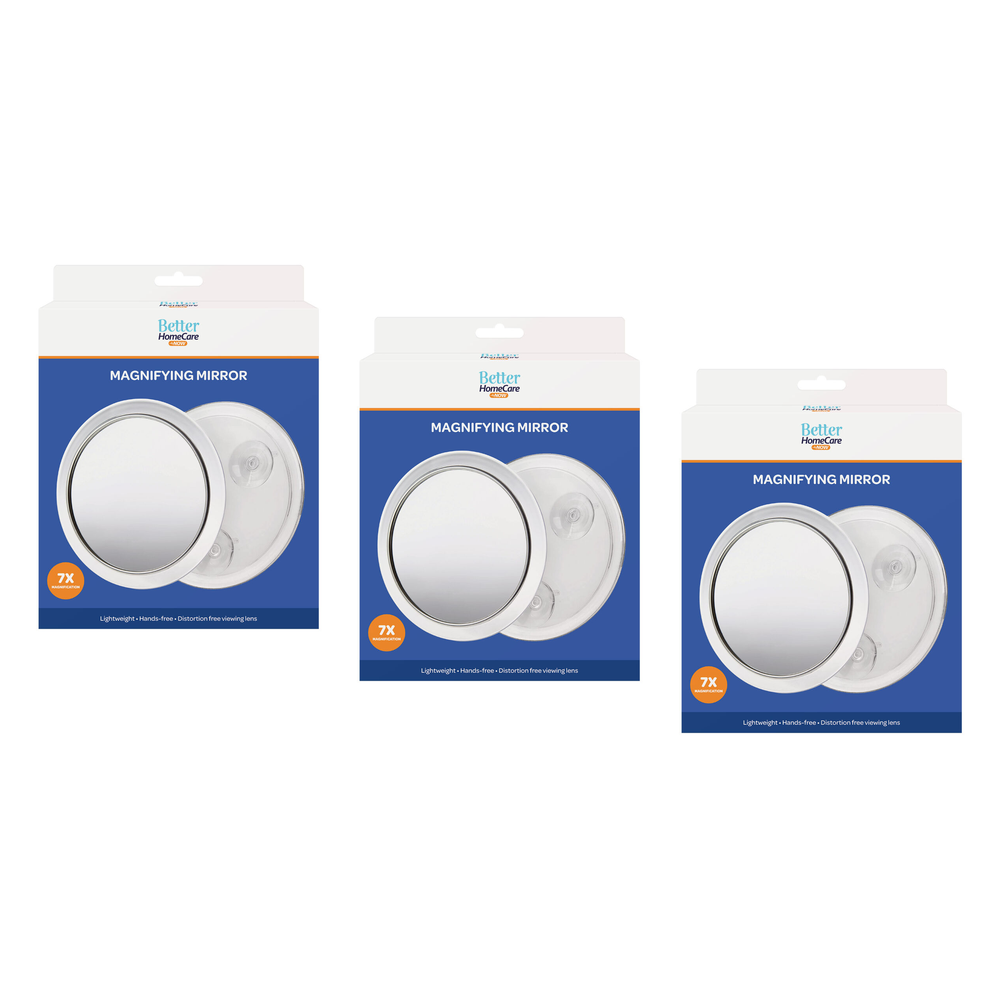 Better Home Care Now 3 Pack 17cm 7x Magnifying Mirror with Suction Cups