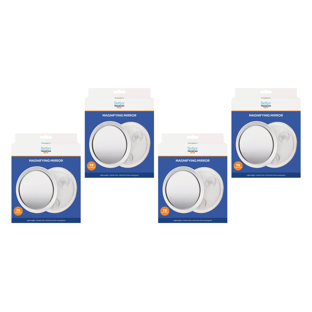 Bundle of 4 Better Home Care Now 7x 17cm Magnifying Mirror with Suction Cups