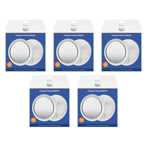 Better Home Care Now 5 Pack 17cm 7x Magnifying Mirror with Suction Cups