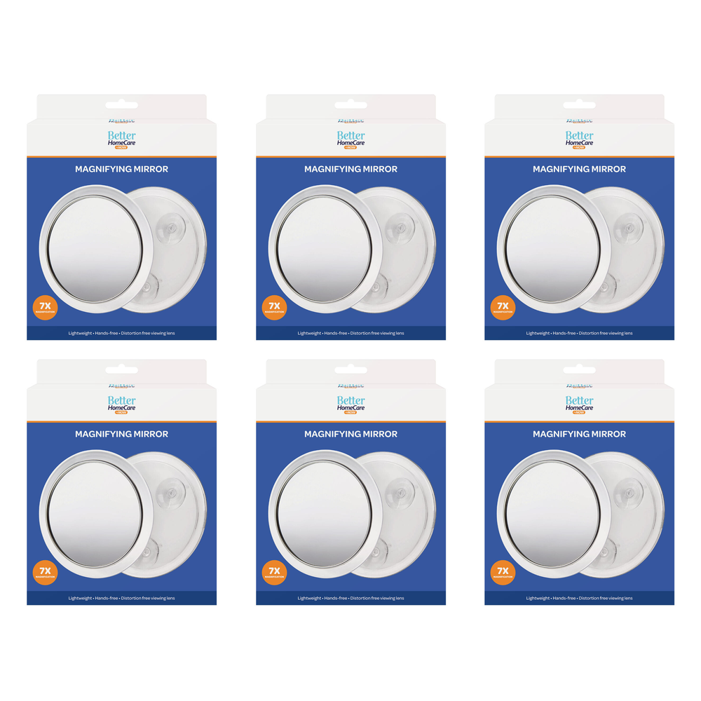 Better Home Care Now 6 Pack 7x 17cm Magnifying Mirror with Suction Cups