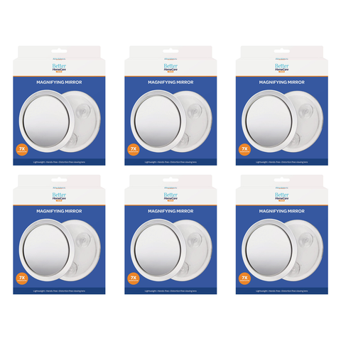 Better Home Care Now 6 Pack 7x 17cm Magnifying Mirror with Suction Cups